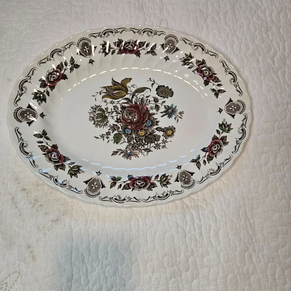 Bouquet by Franciscan Staffordshire Serving Platter 12.5 x 9.75 Hand Engraved